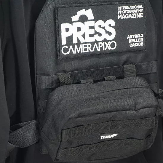 Black press vest for freelance photojournalists