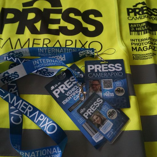 press card with press yellow vest media and press credentials