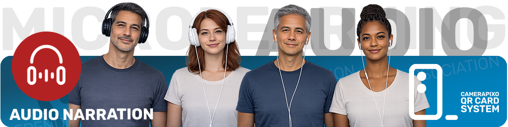 Micro-learning QR CARD SYSTEM Camerapixo Press Knowledge Center Audio Library