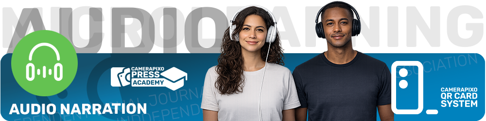 Micro-learning QR CARD SYSTEM Camerapixo Press Knowledge Center Audio Library