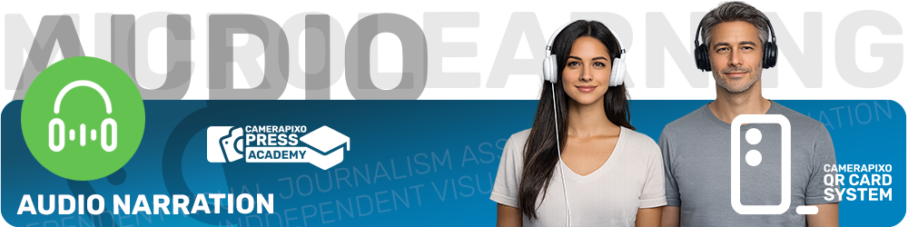 Micro-learning QR CARD SYSTEM Camerapixo Press Knowledge Center Audio Library