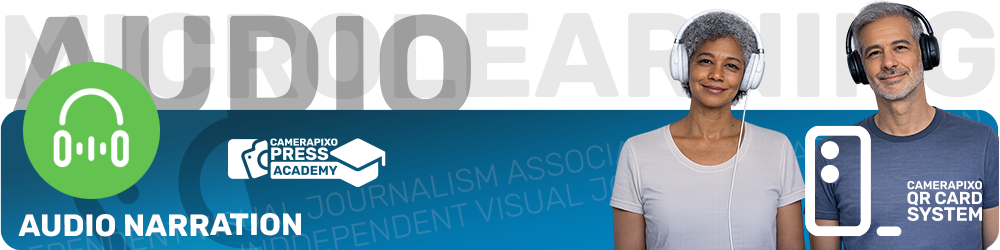 Micro-learning QR CARD SYSTEM Camerapixo Press Knowledge Center Audio Library