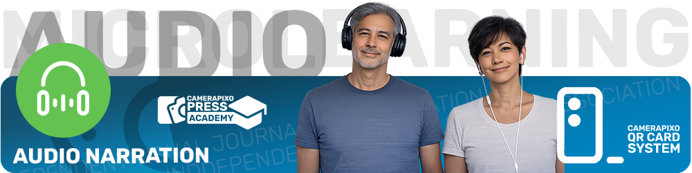 Micro-learning QR CARD SYSTEM Camerapixo Press Knowledge Center Audio Library