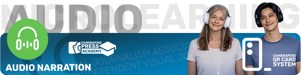 Micro-learning QR CARD SYSTEM Camerapixo Press Knowledge Center Audio Library