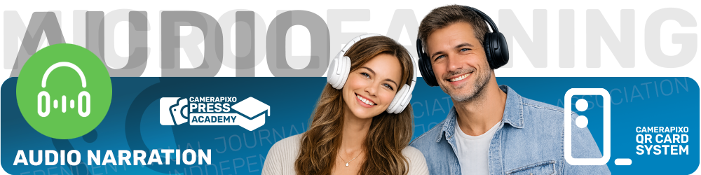 Micro-learning QR CARD SYSTEM Camerapixo Press Knowledge Center Audio Library